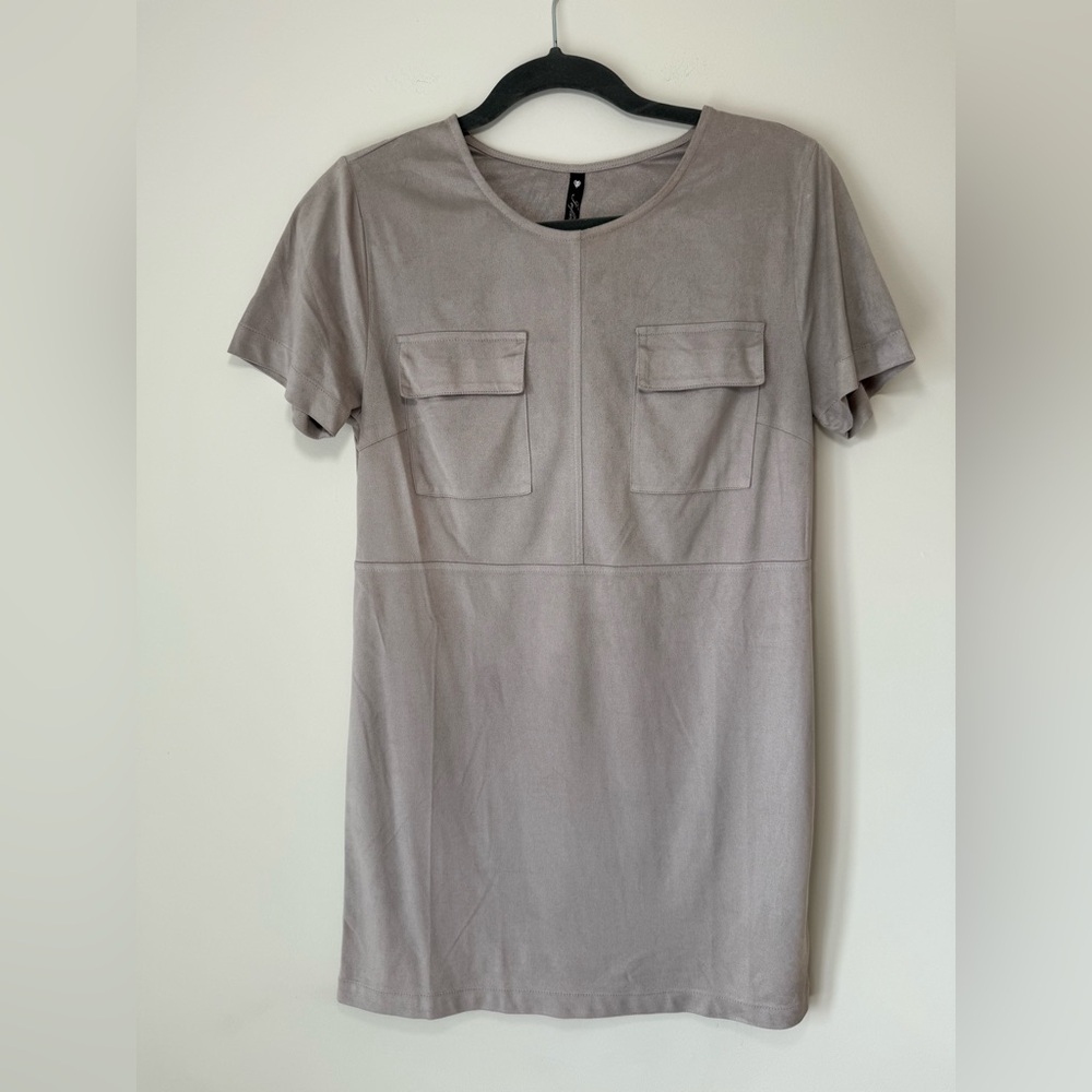 Gray Faux Suede Women's Dress